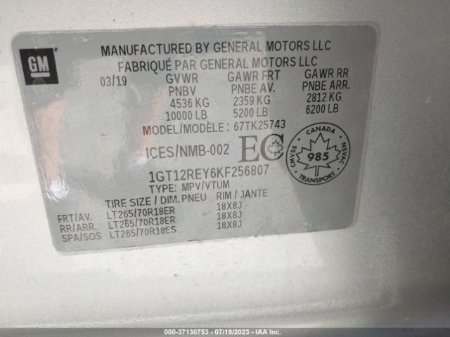 1GT12REY6KF256807 GMC Sierra 2500hd Slt