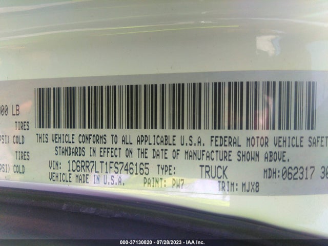 1C6RR7LT1FS746165 RAM 1500 Big Horn