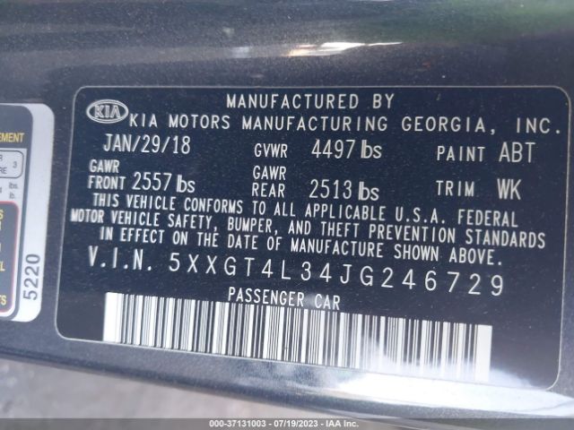 5XXGT4L34JG246729 KIA Optima S
