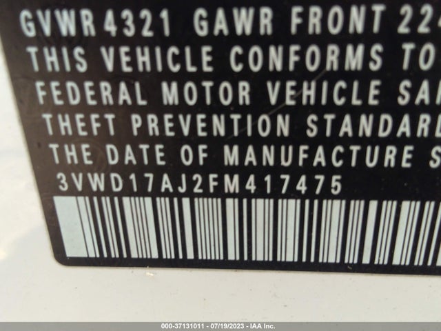 3VWD17AJ2FM417475 Volkswagen Jetta Sedan 1.8t Sport