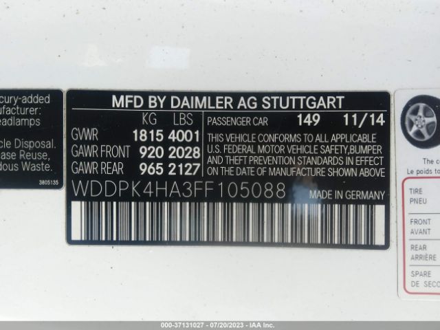 WDDPK4HA3FF105088 Mercedes-Benz Slk-class Slk 250