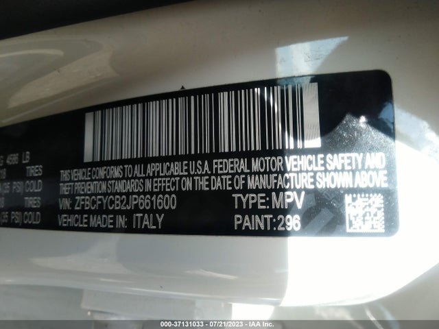 2018 FIAT 500X URBANA EDITION VIN: ZFBCFYCB2JP661600