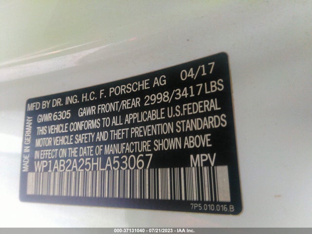 2017 PORSCHE CAYENNE WP1AB2A25HLA53067 Photo 8