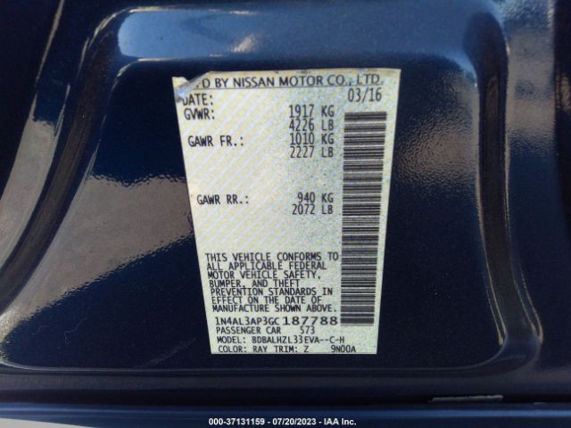1N4AL3AP3GC187788 Nissan Altima 2.5 Sr