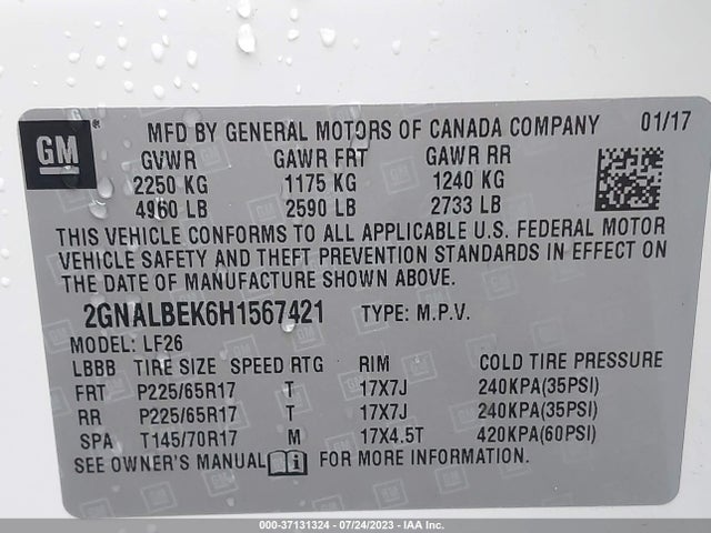 Chevrolet EQUINOX LS 2017 2GNALBEK6H1567421 Image 9