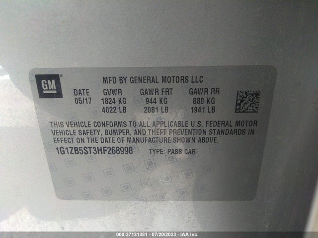 Chevrolet MALIBU LS 2017 1G1ZB5ST3HF268998 Image 9