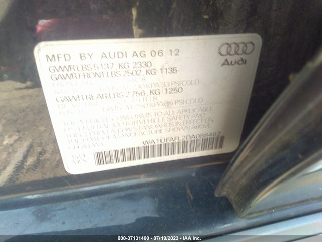 2013 AUDI ALLROAD PREMIUM PLUS VIN: WA1UFAFL2DA086462