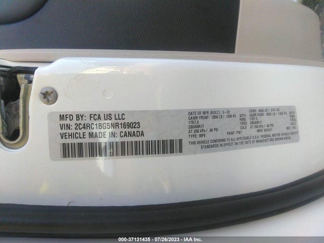 2C4RC1BG5NR169023 Chrysler Pacifica Touring L