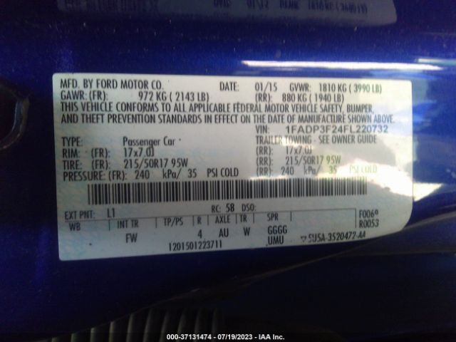 1FADP3F24FL220732 Ford FOCUS SE