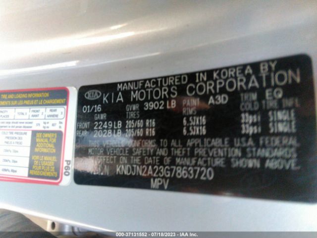 KNDJN2A23G7863720 KIA Soul Base