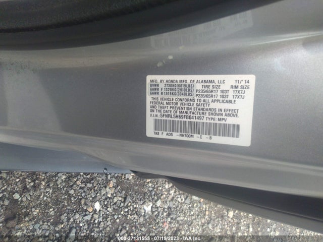 Honda Odyssey Ex-l 2015 5FNRL5H69FB041497 Image 9