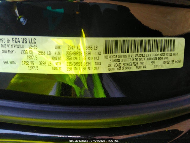 2C4RC1BG1KR567020 Chrysler Pacifica Touring L