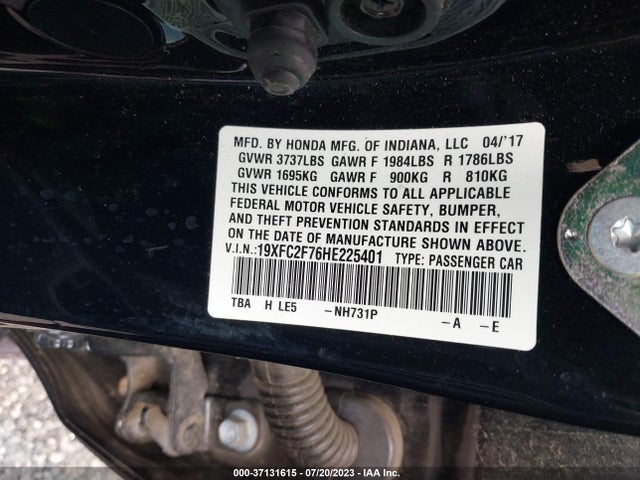 Honda CIVIC EX 2017 19XFC2F76HE225401 Image 9