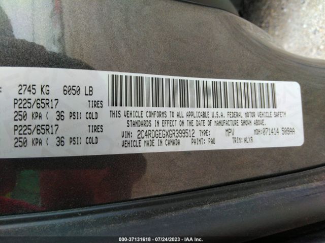 2C4RDGEGXGR399512 Dodge Grand Caravan R/t
