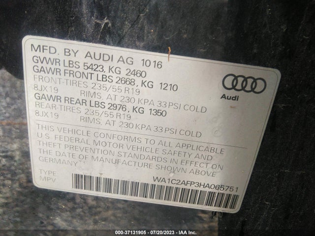 WA1C2AFP3HA065751 Audi Q5 PREMIUM