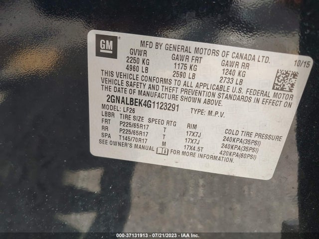 Chevrolet EQUINOX LS 2016 2GNALBEK4G1123291 Image 9