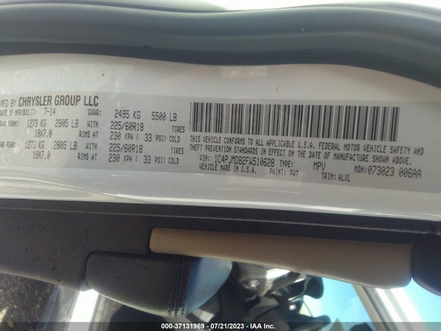 1C4PJMDB2FW510628 Jeep Cherokee Limited