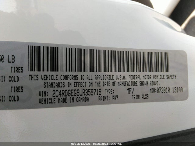 Dodge Grand Caravan Gt 2018 2C4RDGEG9JR359719 Image 9
