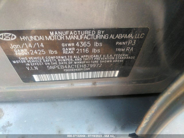 Hyundai SONATA GLS 2014 5NPEB4AC1EH879972 Image 9