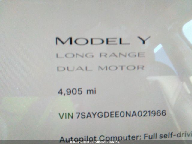 7SAYGDEE0NA021966 Tesla Model Y Long Range