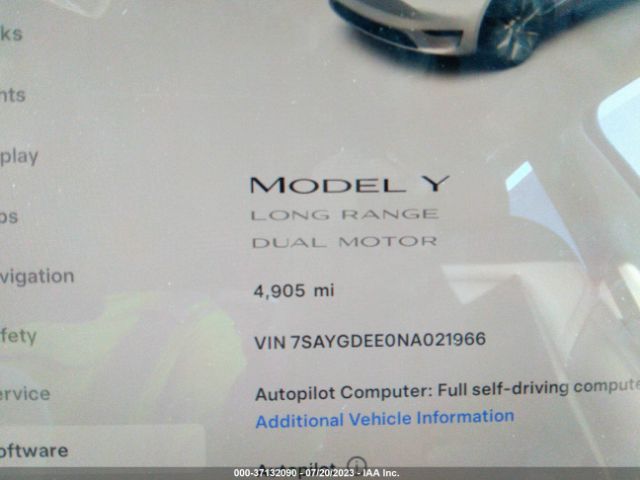 7SAYGDEE0NA021966 Tesla Model Y Long Range