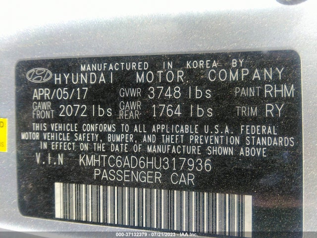 Hyundai Veloster Value Edition 2017 KMHTC6AD6HU317936 Image 9