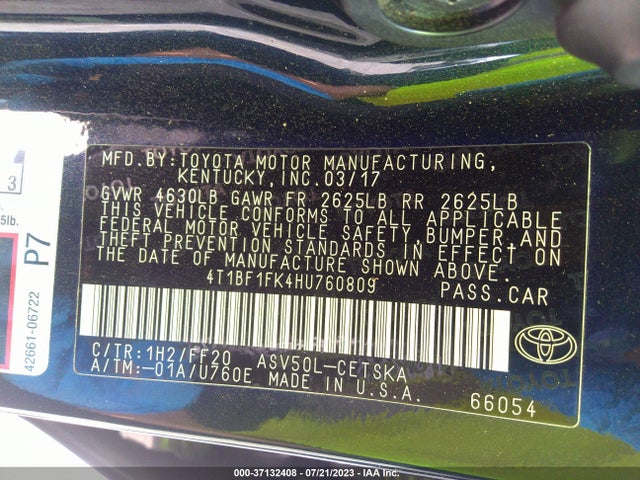 Toyota CAMRY SE 2017 4T1BF1FK4HU760809 Image 16