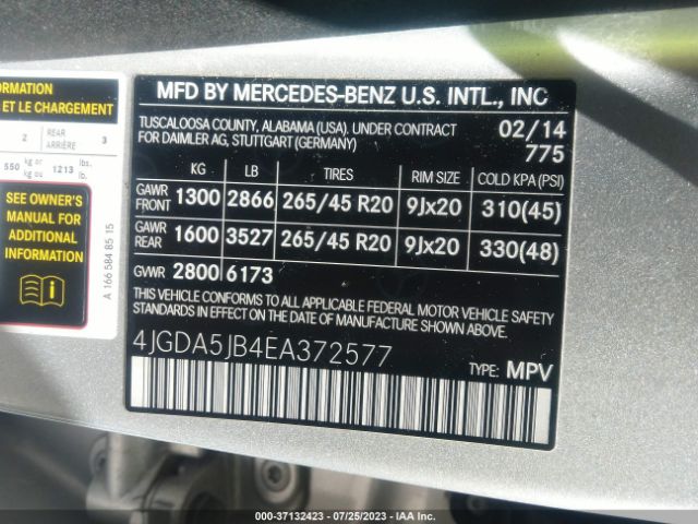 4JGDA5JB4EA372577 Mercedes-Benz M-class Ml 350