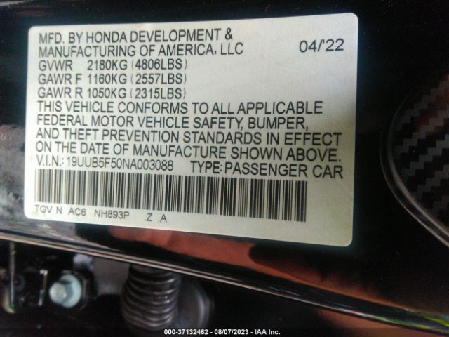 19UUB5F50NA003088 Acura Tlx W/a-spec Package