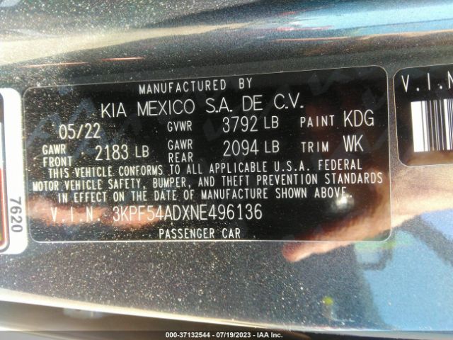 3KPF54ADXNE496136 KIA Forte Gt-line