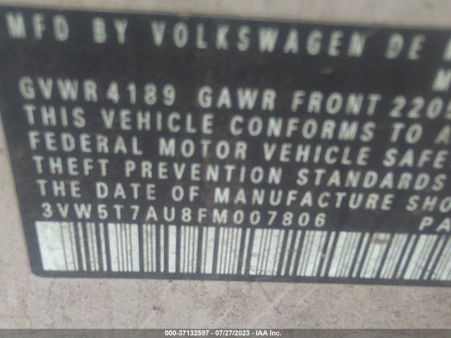 3VW5T7AU8FM007806 Volkswagen Golf Gti Se