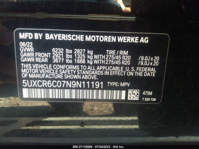 5UXCR6C07N9N11191 BMW X5 Xdrive40i