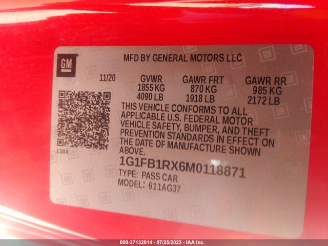Chevrolet Camaro 1lt 2021 1G1FB1RX6M0118871 Image 9