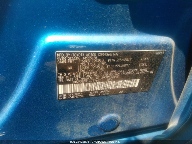 2018 TOYOTA RAV4 LE VIN: JTMZFREVXJJ737622