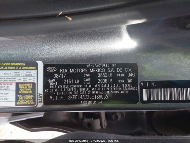 3KPFL4A72JE186055 KIA FORTE S