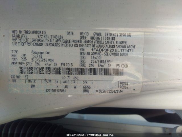 1FADP3F2XEL171471 Ford FOCUS SE