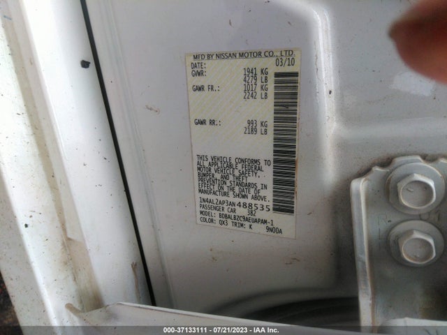 2010 NISSAN ALTIMA 2.5 S VIN: 1N4AL2AP3AN488535