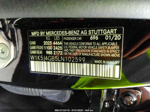 W1K5J4GB5LN102599 Mercedes-Benz Cla Cla 250