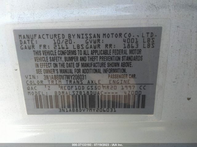 3N1AB8DV7MY206031 Nissan SENTRA SR