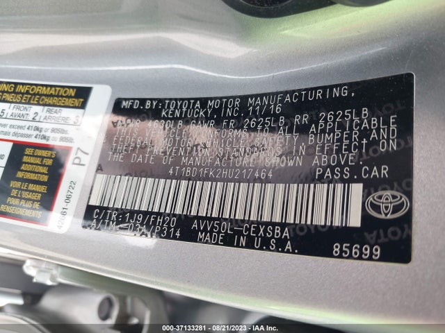 Toyota CAMRY HYBRID 2017 4T1BD1FK2HU217464 Image 9