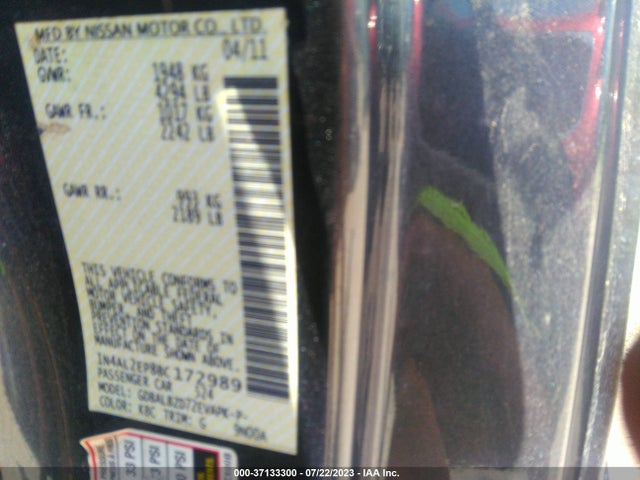 2011 NISSAN ALTIMA 2.5 S VIN: 1N4AL2EP8BC172989
