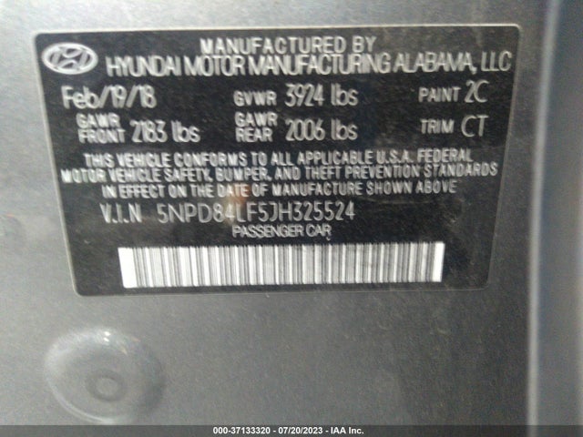 Hyundai ELANTRA SEL 2018 5NPD84LF5JH325524 Image 15