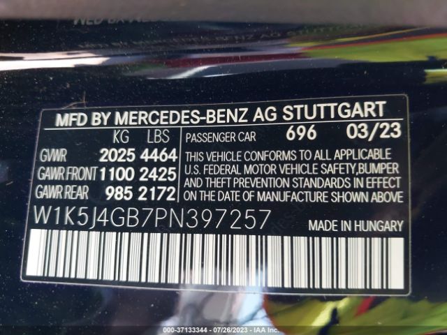 W1K5J4GB7PN397257 Mercedes-Benz Cla Cla 250