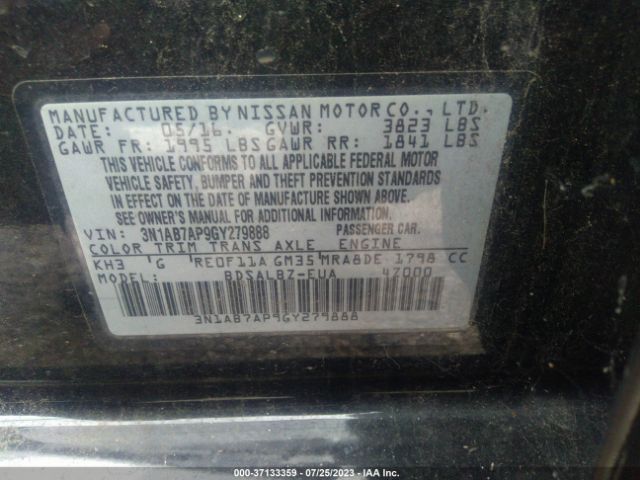 3N1AB7AP9GY279888 Nissan SENTRA S