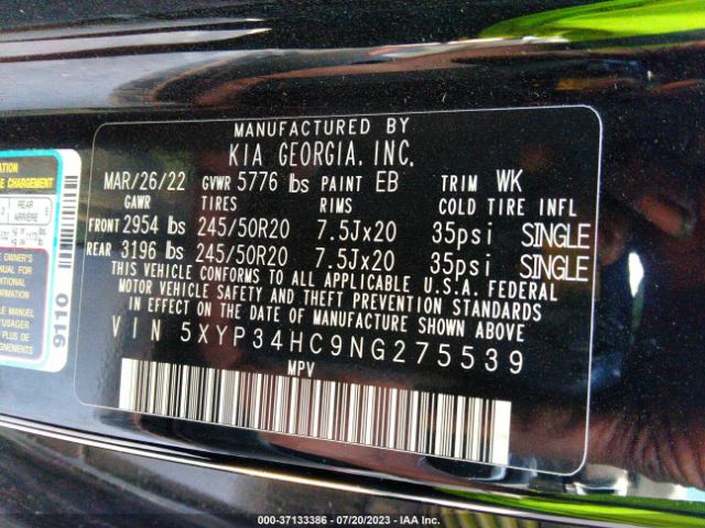 5XYP34HC9NG275539 KIA Telluride Ex