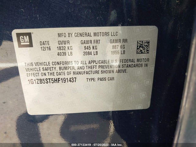Chevrolet MALIBU LS 2017 1G1ZB5ST5HF191437 Image 9