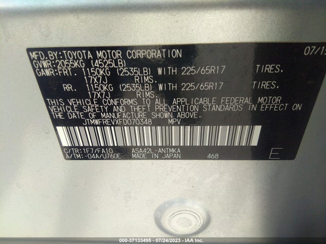 Toyota Rav4 Xle 2015 JTMWFREVXFD070348 Image 15