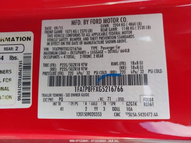 1FATP8FFXG5216766 Ford Mustang Gt Premium