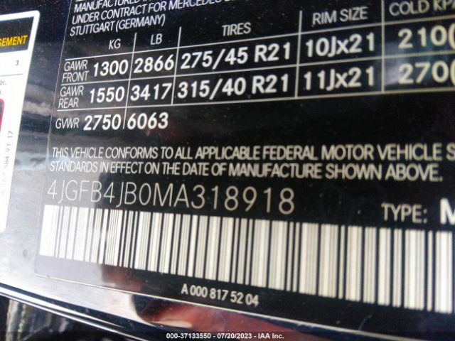 4JGFB4JB0MA318918 Mercedes-Benz Gle Gle 350