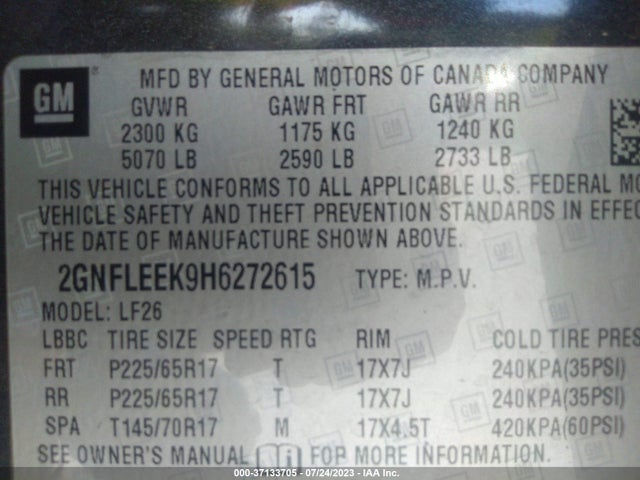 Chevrolet EQUINOX LS 2017 2GNFLEEK9H6272615 Image 9